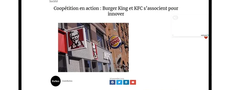 Marie-Laure Laville analyse dans le magazine Forbes la stratégie gagnante de coopétition entre Burger King et KFC, en France