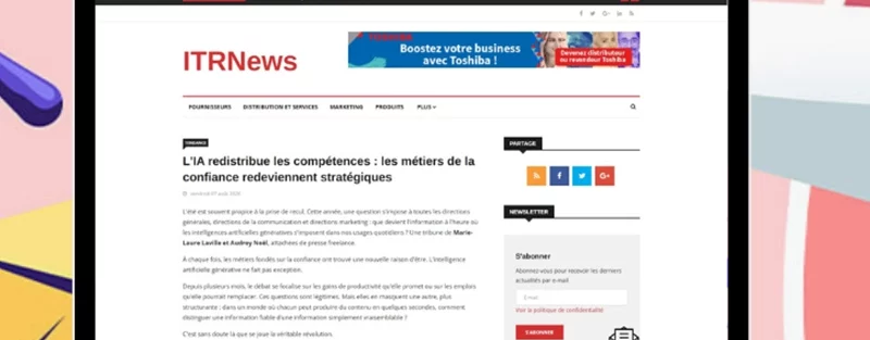 Tribune publiée sur ITRNews par Marie-Laure Laville et Audrey Noël, sur les changements générés par l'IA